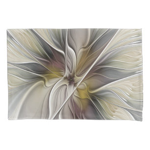 Floral Fractal, Fantasy Flower with Earth Colors Pillow Case