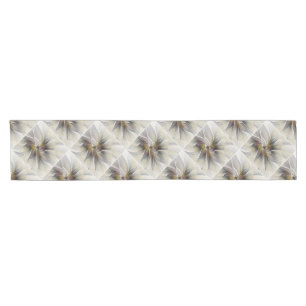 Floral Fractal, Fantasy Flower with Earth Colors Short Table Runner