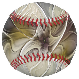 Floral Fractal, Fantasy Flower with Earth Colors Softball