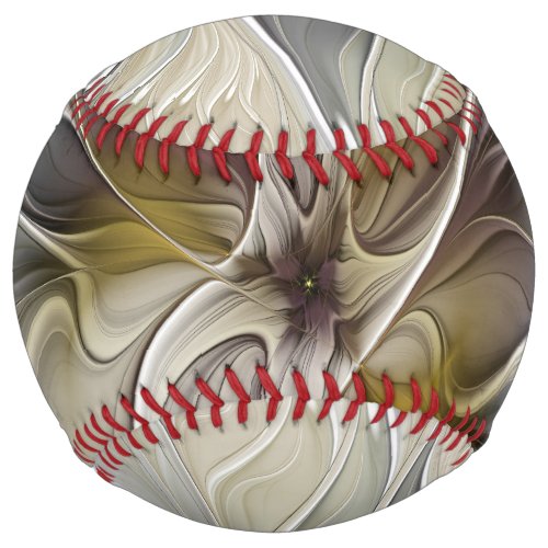 Floral Fractal Fantasy Flower with Earth Colors Softball