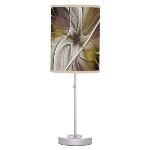 Floral Fractal Fantasy Flower with Earth Colors Table Lamp