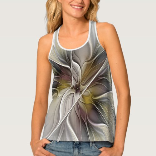 Floral Fractal Fantasy Flower with Earth Colors Tank Top