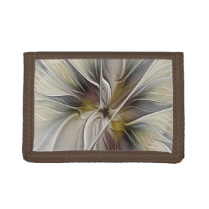Floral Fractal, Fantasy Flower with Earth Colors Tri-fold Wallet