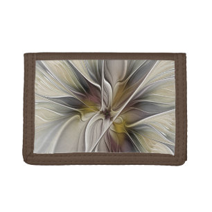 Floral Fractal, Fantasy Flower with Earth Colors Trifold Wallet