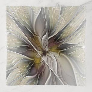 Floral Fractal, Fantasy Flower with Earth Colors Trinket Tray
