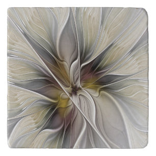 Floral Fractal, Fantasy Flower with Earth Colors Trivet