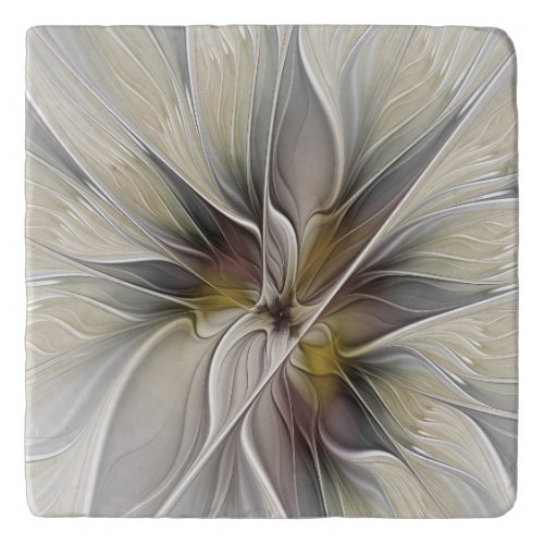 Floral Fractal Fantasy Flower with Earth Colors Trivet