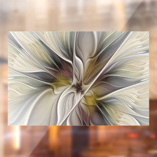 Floral Fractal, Fantasy Flower with Earth Colors Window Cling