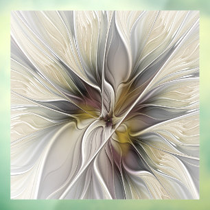 Floral Fractal, Fantasy Flower with Earth Colors Window Cling
