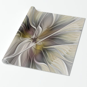 Floral Fractal, Fantasy Flower with Earth Colors Wrapping Paper