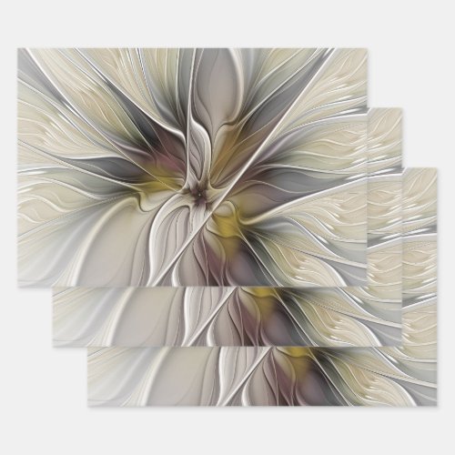 Floral Fractal Fantasy Flower with Earth Colors Wrapping Paper Sheets