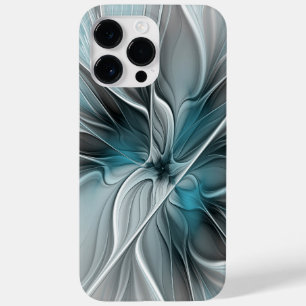 Floral Fractal Modern Abstract Flower Blue Gray Case-Mate iPhone 14 Pro Max Case