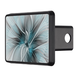 Floral Fractal Modern Abstract Flower Blue Gray Hitch Cover