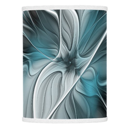 Floral Fractal Modern Abstract Flower Blue Gray Lamp Shade