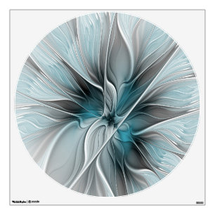 Floral Fractal Modern Abstract Flower Blue Gray Wall Decal