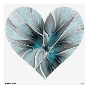 Floral Fractal Modern Abstract Flower Blue Gray Wall Decal