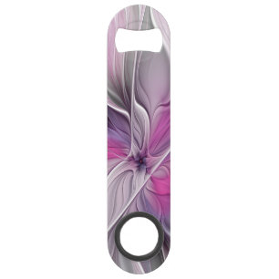 Floral Fractal Modern Abstract Flower Pink Gray Bar Key