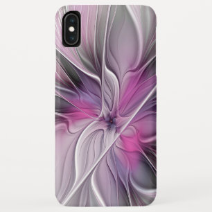 Floral Fractal Modern Abstract Flower Pink Gray iPhone XS Max Case