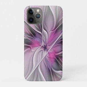Floral Fractal Modern Abstract Flower Pink Gray iPhone 11 Pro Case