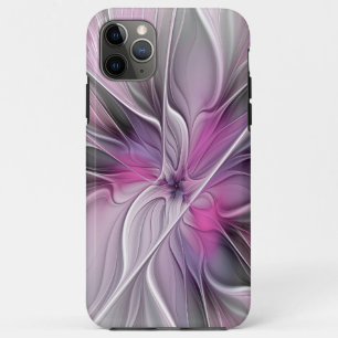 Floral Fractal Modern Abstract Flower Pink Gray iPhone 11 Pro Max Case