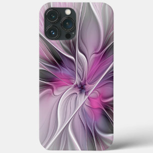Floral Fractal Modern Abstract Flower Pink Gray iPhone 13 Pro Max Case