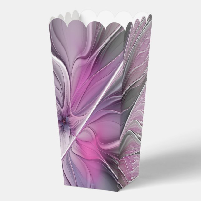Floral Fractal Modern Abstract Flower Pink Gray Favor Boxes (Front)