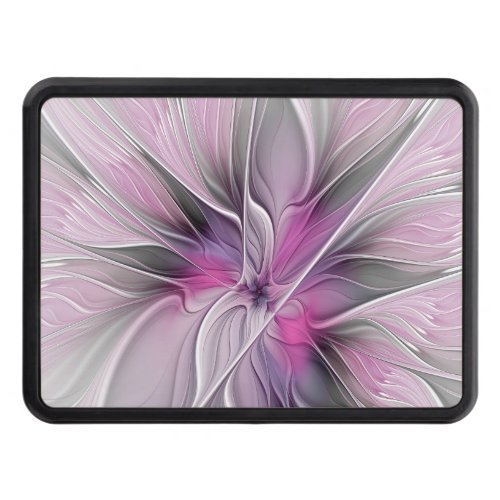 Floral Fractal Modern Abstract Flower Pink Gray Hitch Cover