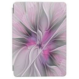 Floral Fractal Modern Abstract Flower Pink Gray iPad Air Cover