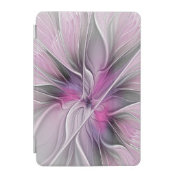 Floral Fractal Modern Abstract Flower Pink Gray iPad Mini Cover