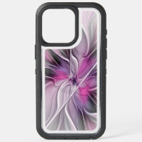 Floral Fractal Modern Abstract Flower Pink Gray