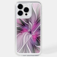 Floral Fractal Modern Abstract Flower Pink Gray