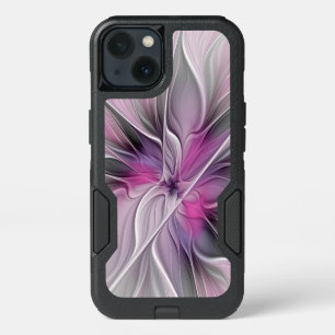 Floral Fractal Modern Abstract Flower Pink Gray iPhone 13 Case