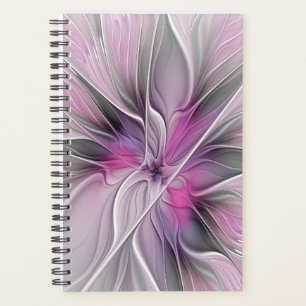 Floral Fractal Modern Abstract Flower Pink Gray Planner