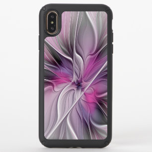 Floral Fractal Modern Abstract Flower Pink Gray Speck iPhone XS Max Case