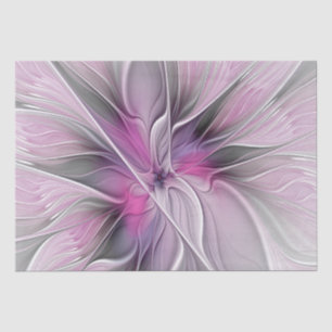 Floral Fractal Modern Abstract Flower Pink Gray Tissue Paper