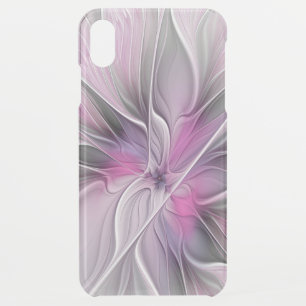 Floral Fractal Modern Abstract Flower Pink Gray iPhone XS Max Case