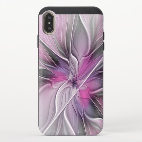 Floral Fractal Modern Abstract Flower Pink Gray iPhone XS Max Slider Case