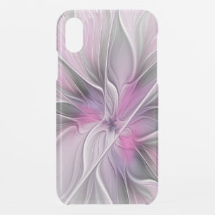 Floral Fractal Modern Abstract Flower Pink Gray iPhone XR Case