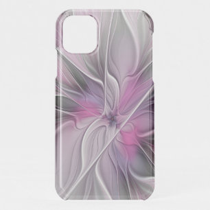 Floral Fractal Modern Abstract Flower Pink Gray iPhone 11 Case