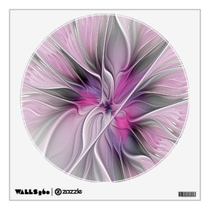 Floral Fractal Modern Abstract Flower Pink Gray Wall Decal