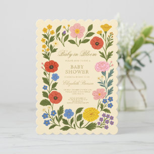 Floral Frame Baby in Bloom Baby Shower  Invitation