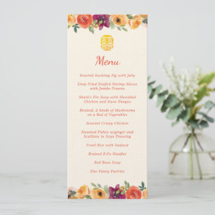 Floral frame beige Chinese wedding banquet Menu