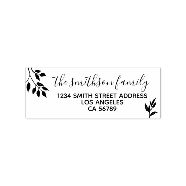 Floral Frame Botanical Signature Family Leaves Rubber Stamp