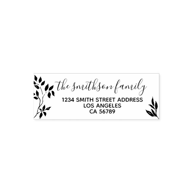 Floral Frame Botanical Signature Leaves Self-inking Stamp
