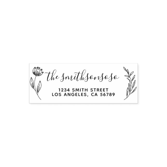 Floral Frame Botanical Signature New Address Self-inking Stamp (Design)