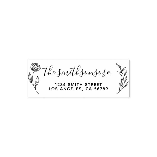 Floral Frame Botanical Signature New Address Self-inking Stamp