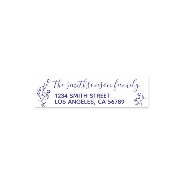 Floral Frame Botanical Signature Small Pocket Stamp (Design)