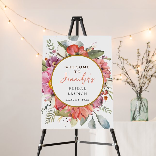 Floral Frame Bridal Brunch Shower Sign  (In Situ (Stand))