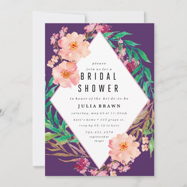 FLORAL FRAME bridal shower invitation (Front)