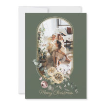 Floral Frame Christmas Holiday Photo Personalized